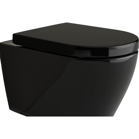 BERNSTEIN - Sedile del water in plastica con luce notturna LED, chiusura morbida, cerniere in acciaio inox - Nero - 46,4x35,9x5cm - U1002 (1/5)