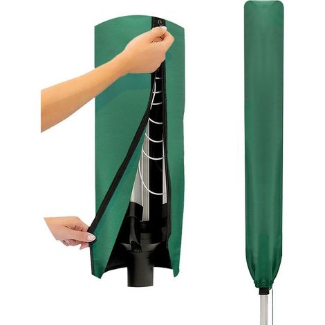 Couvercle pour séchoir à linge Tissu imperméable à l'eau, Sonnenschirmabdeckung pour Gartentrockner et Étendoir à linge 16x16x165CM Vert (1/5)