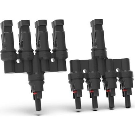 Connecteurs de branche solaire de type T Répartiteur PV - Connecteur étanche pour câbles de panneaux solaires (Type T 4 à 1)