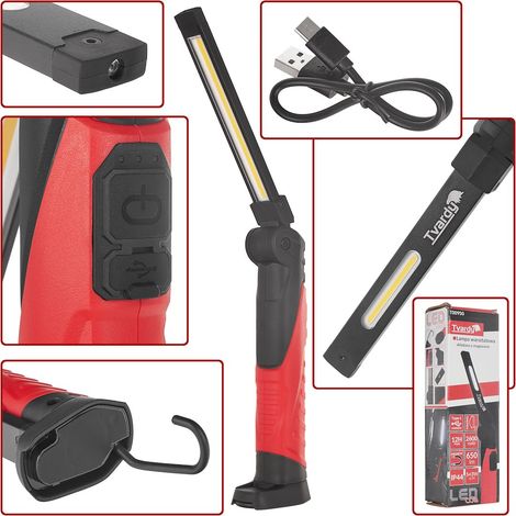 Klappbare Werkstattlampe mit Magnet, LED COB 5W + 3W 2600mAh 650lm IP44 (40) (1/5)