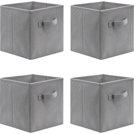 Set of 4 folding storage cubes, 26 x 26 x 28 cm, open storage boxes made of non-woven fabric, fabric drawer, for toys and clothes (1/5)
