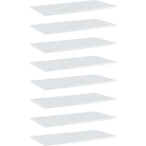Bücherregal-Bretter 8 Stk. Hochglanz-Weiß 80x40x1,5 cm