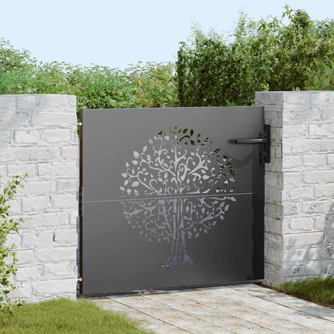 Gartentor Schwarz 85 x 100 cm Pulverbeschichteter Stahl