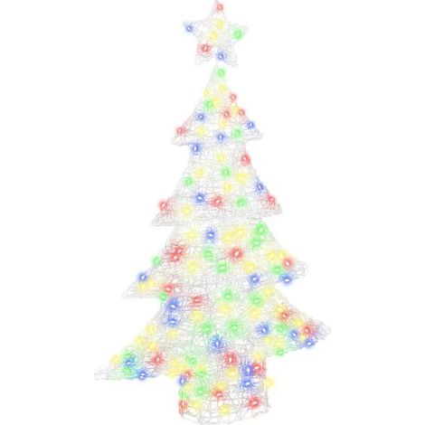 Un sapin de Noël de 120 cm de haut, orné de 100 lumières LED colorées, en acrylique. (1/5)