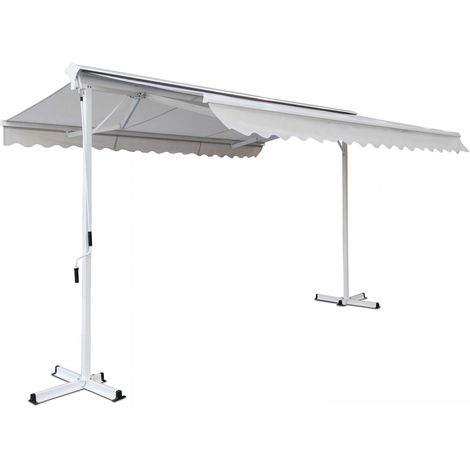Oviala – Store double pente 3 x 4 m – Coffre intégral – Structure aluminium et acier traité – Toile polyester 280g/m² déperlant – Surface d'ombrage 12 m²