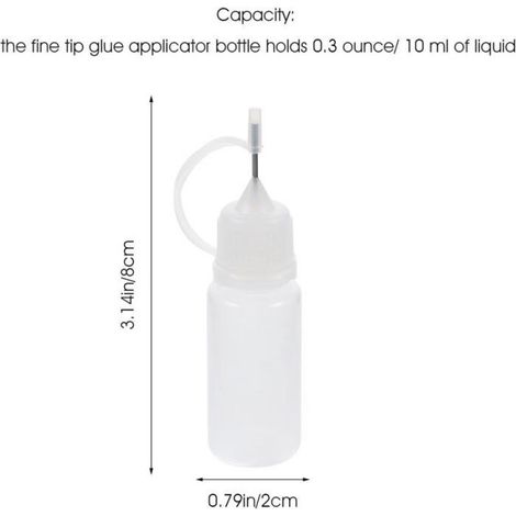 Lot de 10 flacons aiguille 10 ml, applicateur de colle précis, rechargeables, transparents pour loisirs créatifs (1/4)