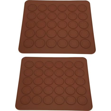 Tapis de cuisson en silicone - PZCC - 30 trous (macarons) - Antiadhésif - Résistant 230°C - Couleur café (1/5)