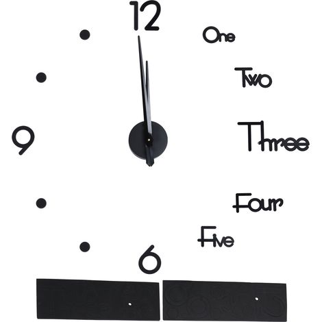 Horloge Murale Adhésive Sans Cadre DIY - Sticker Miroir Décoratif pour Bureau ou Salon - Grand Modèle Noir