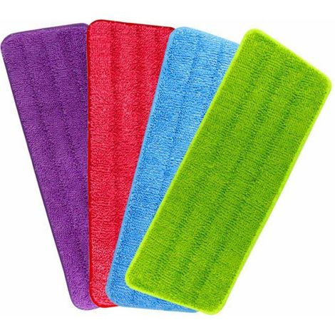 Lot de 4 Tampon Microfibre, Lavable, Trapézoïdal, Pour Balai à Vaporiser (1/4)