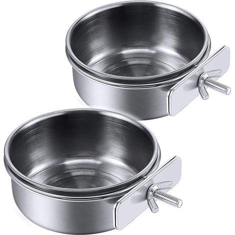 Mangiatoia in acciaio inox con clip, per parrocchetti, are, cacatua, pappagalli, parrocchetti e altri piccoli animali. Adatta anche per cincillà. Confezione da 2.