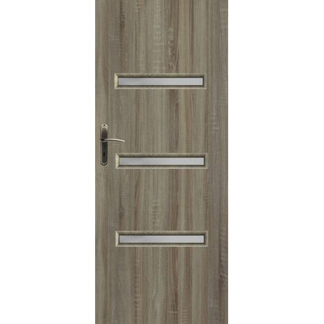 Porte d'intérieur vitrée FIESTA chêne Sonoma en plusieurs dimensions - Poussant: Droit - Largeur porte: 80 cm