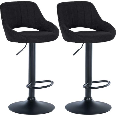 Set di 2 sgabelli da bar regolabili in tessuto nero con schienale traforato e base in metallo nero 100006262