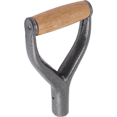 Manche de Pelle à poignée en D, Manche de Pelle réutilisable avec poignée en Bois, Manche de Remplacement de Pelle en métal pour Le Jardin, Outil de creusage et de ratissage. (1/5)