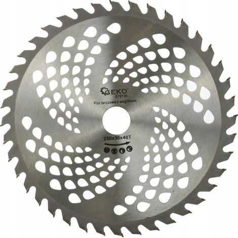 Lama per sega per legno GEKO da 250 mm, 30 mm, 40 denti, in metallo duro, con fori, modello G78136