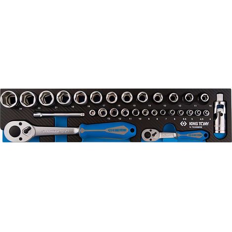 KING TONY - Module mousse + PP 30 pièces douilles 1/4 & 1/2" et accessoires (1/5)