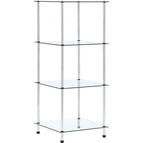 Étagère 4 niveaux Étagère de Rangement Armoire de Rangement Transparent 40x40x100 cm Verre trempé BRZH891633 (1/5)