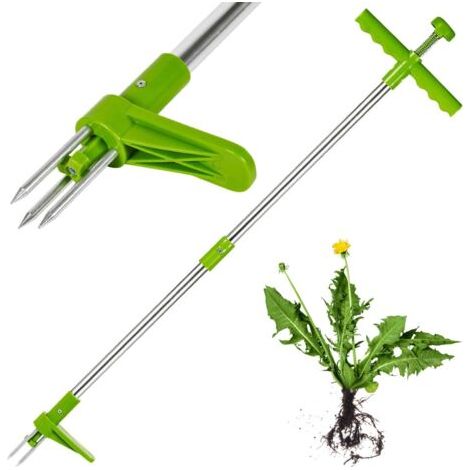 Désherbeur de Mauvaises Herbes en Acier - Outil de Jardinage à Main, Vert (1/5)