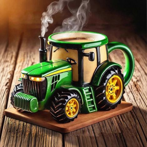 Mug à café en forme de tracteur et de remorque – Mug à café de 325 ml (11 oz) en forme de tracteur, idéal pour les chauffeurs routiers et les passionnés d'agriculture.