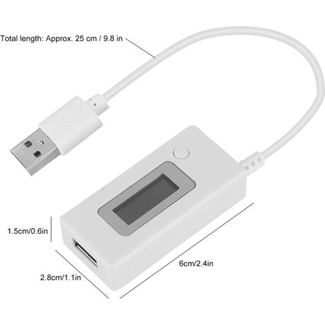 Affichage Numérique USB pour Testeur de Tension, Courant et Capacité de Batterie