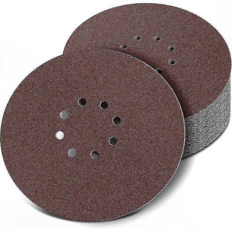 Disques abrasifs 225 mm, 40 feuilles ponçage cloison, grains 80/120, 8 trous, auto-agrippant pour ponceuse électrique (1/5)
