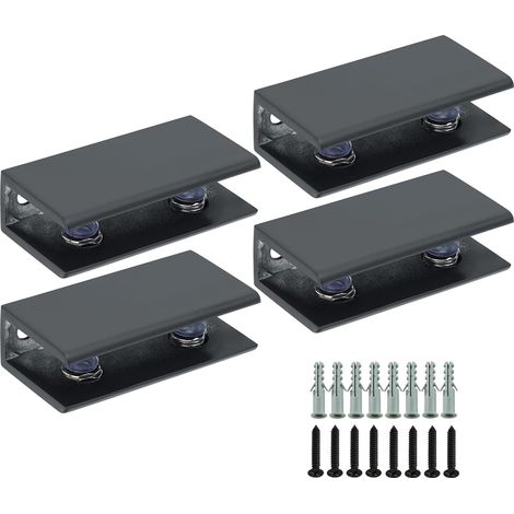 4 Pièces de Pinces à Verre, Support de Verre Réglable, Finition Polie en Alliage de Zinc, Verre Adaptatif de 10 mm d'Épaisseur, Pince de Support de Verre, Pratique Pince Verre, Noir (1/5)