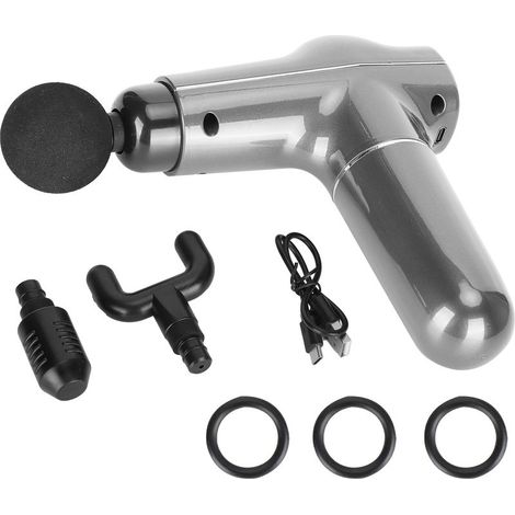 Mini stimulateur musculaire portable relaxation corporelle appareil massage 3 vitesses gris métallisé vernis UV (1/5)