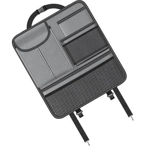 Porte-Sacoche Siège Auto Multifonction Organiseur Dossier de Siège pour Téléphone Portefeuille Lunettes Boîte de Mouchoirs Gris (1/5)