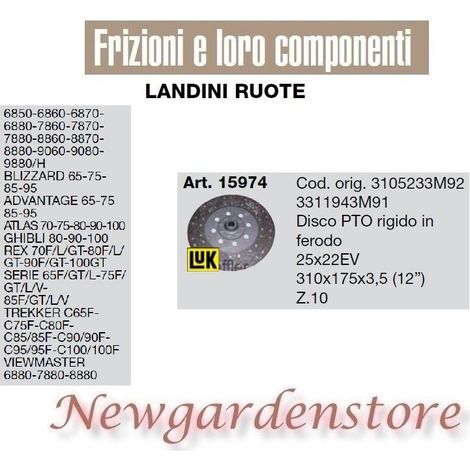 Plato Embrague 25x22 15974 LANDINI WHEELS ADVANTAGE BLIZZARD TREKKER VIEWMASTER