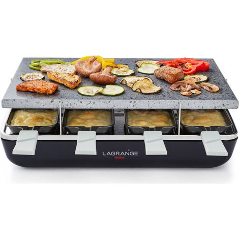 Appareil à raclette 8 personnes – Puissance 1200W – Poêlons antiadhésifs – Pierre naturelle amovible – Pieds antidérapants – Lagrange (1/4)