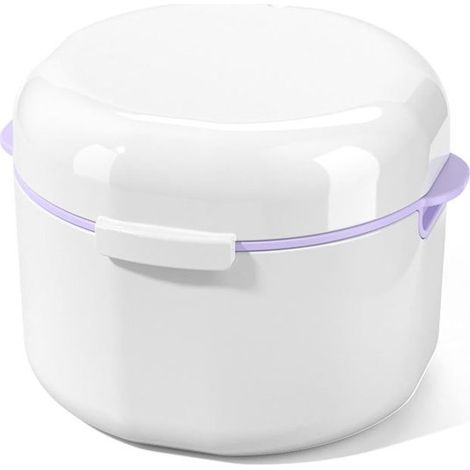 Scatola porta-attrezzi e protesi dentarie, con coperchio, design a doppio strato cavo per il drenaggio, scatola per la pulizia, supporto, scatola porta-protesi dentarie (bianca, confezione da 2)