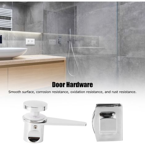 Türschließer für Badezimmer aus Glas, Premium-304-Riegelschloss (2 Stück), Material: Kupfer + Edelstahl, Türstärke 8-12 mm. (1/5)