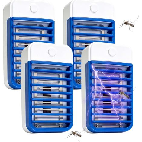 4PCS Lampe Électrique Anti Moustique Insectes Destructeur de Mouches avec Lumière UV, Efficace, Silencieux, Anti Moustique électrique pour Intérieur, Cuisine, Chambre Bleu (1/5)