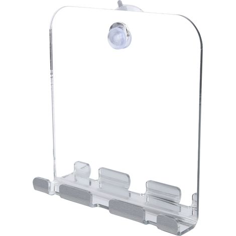 Miroir de salle de bain incassable anti-buée avec support rasoir, design carré moderne (1/5)