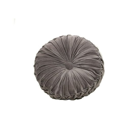 Coussin Décoratif Plissé Rond en Velours, Housse de Coussins Citrouille pour Canapé, Fauteuil et Salon, Oreiller de Sol Gris, Tissu Doux et Élégant (1/5)