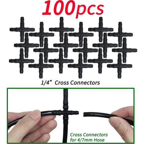 (B-100PCS) Supports de tige fixes à crochet en C de 1/4'' pour tuyau de 4/7 mm, pots de fleurs, système d'irrigation goutte à goutte, serres et serres. (1/4)