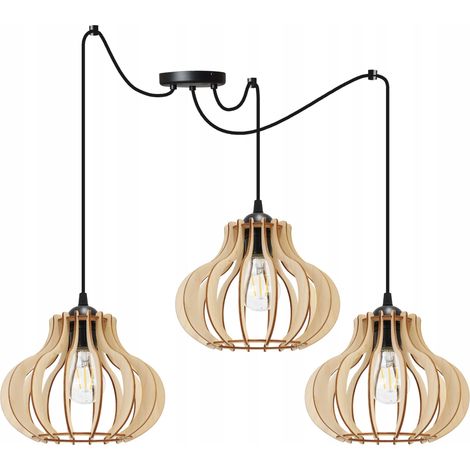 Hängelampe, Deckenleuchter, Holz, LED-Lampenschirm