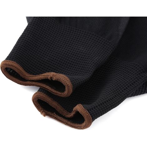 Gants de travail de sécurité en nylon noir avec revêtement PU sur la paume et bande marron (L) (1/5)