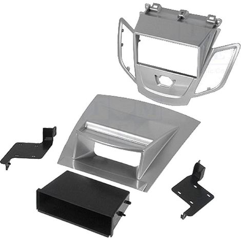 Kit Facade Autoradio FA277D Ford Fiesta ap09 compatible avec voiture avec ecran - Vide poche - Argent