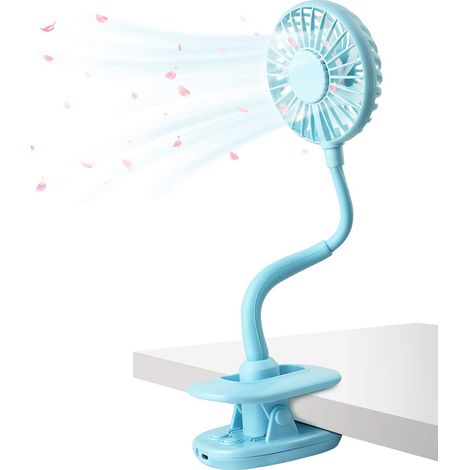 Ventilateur À Pince - Batterie Rechargeable 800 mAh - 3 Vitesses - Silencieux 40-68 dB - Pour Poussette Bureau Dortoir - 1 Pièce (1/5)