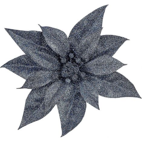 Moonet 12-teiliges Set Weihnachtsbaumschmuckblumen, glänzende künstliche Blumen, Glitzerpuderblumen mit Clips (1/3)
