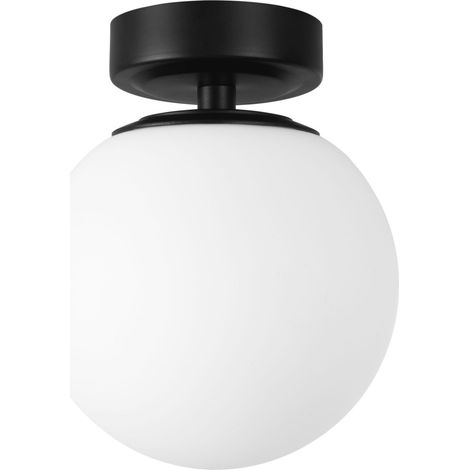 Giro - Lámpara de Techo para Baño con IP44 para Bombilla E14 en Forma de Esfera. Plafón de Techo de Color Negro (1/2)