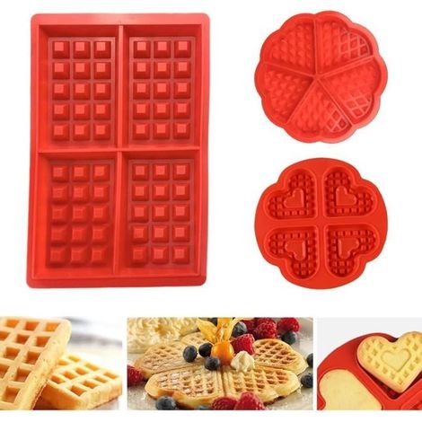 Moules à Gaufres - Non spécifié - 3 Pièces - Silicone - Rouge - Multi-usages (1/4)