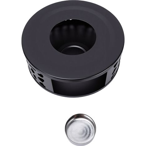 Chauffe-théière Silhouette en acier inoxydable avec porte-bougie chauffe-plat pour théières en verre et céramique, noir (1/5)
