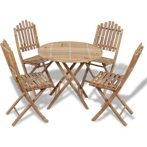 Set da pranzo pieghevole da esterno 5 pezzi bambù 020014706