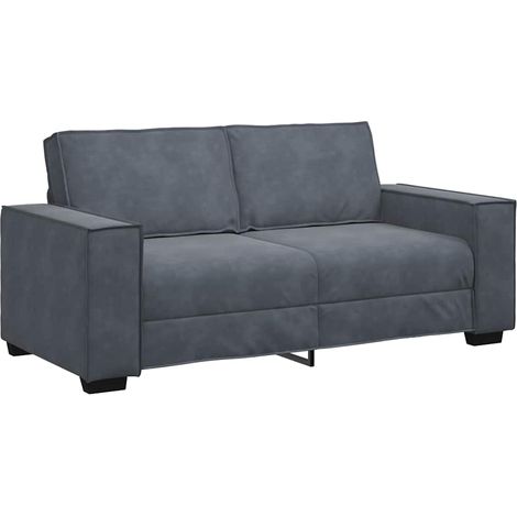vidaXL Divano a 2 Posti grigio scuro140 cm in Velluto (1/5)