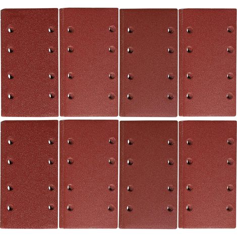 Feuilles Abrasives pour Ponceuse Vibrante 93 x 185 mm Papier de Verre 8 Trous Grain 40 60 80 120 180 240 320 400 Lot de 48 Feuilles Eponge abrasive et cale à poncer