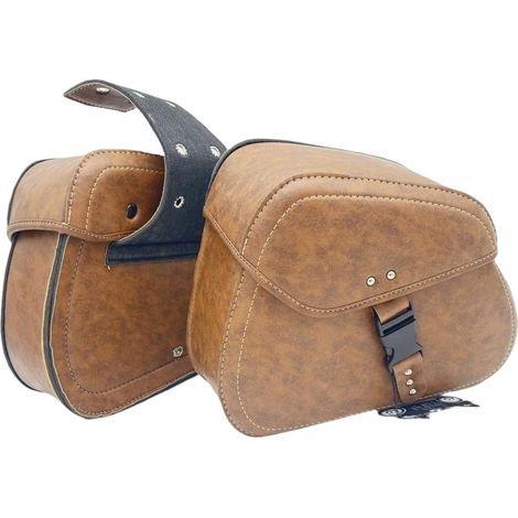 Sacoche de selle de moto vintage en cuir synthétique imperméable - 31 x 22 x 10 cm - Marron