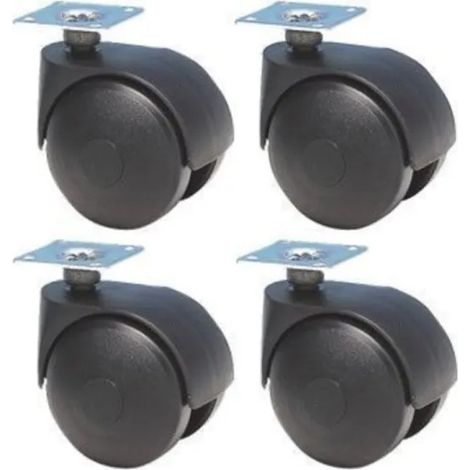 Lot de 4 roulettes D. 40 mm x H. 56 mm avec platine pivotante