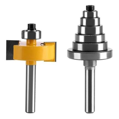 Fresa per scanalature del legno, frese per scanalature per fresatrici, punta per battuta con gambo e set di 6 cuscinetti per profondità multiple: 1/8, 1/4, 5/16, 3/8, 7/16, 1/2 (1/5)