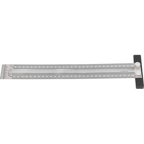 Équerre de menuiserie en acier inoxydable 300 mm, règle à trous de haute précision avec butée de traçage et échelle graduée. (1/5)